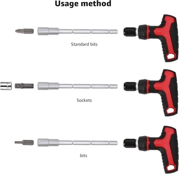 Amazon Basics 27-Piece Magnetic T-Handle Ratchet Wrench and Screwdriver Set - Image 3