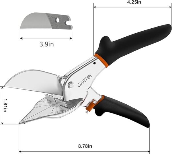 GARTOL Multifunctional Trunking/Miter Shears for Angular Cutting of Moulding and Trim, Adjustable at 45 To 135 Degree, Hand Tools for Cutting Soft Wood, Plastic, PVC, with Replacement blades - Image 6