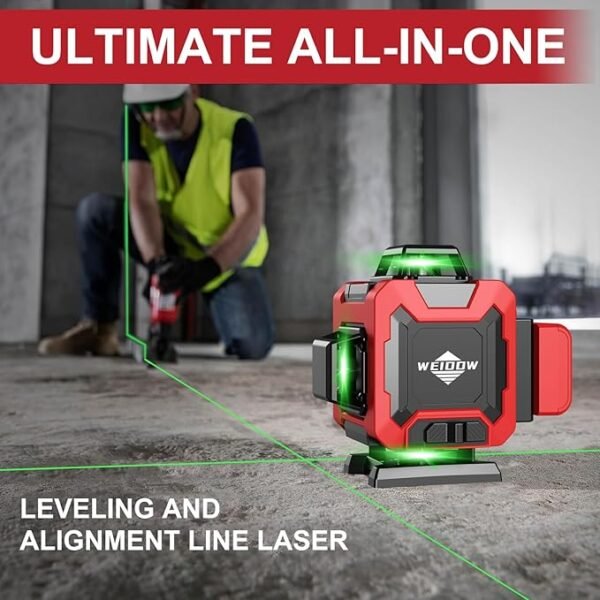 Laser Level 360 Self Leveling with Tripod,WEIDDW 4D Lazer Level,4x360° Cross Line Laser for Construction Project Renovation,Floor Tile, Laser Level Lines Tool with 4800mAh Batteries - Image 5