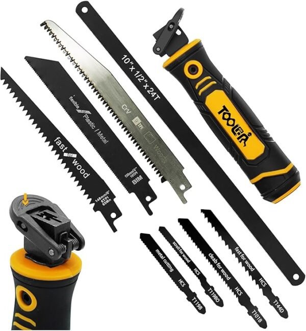 8-In-1 Multi Blades Hand Saw, Drywall Cutter Saw. Hacksaw. Long Blade Hand Saw, Jab Saw, For Cutting Drywall, Sheetrock, Wood, Metel, Plastic, Plywood. Blade Quick Change Mechanism.