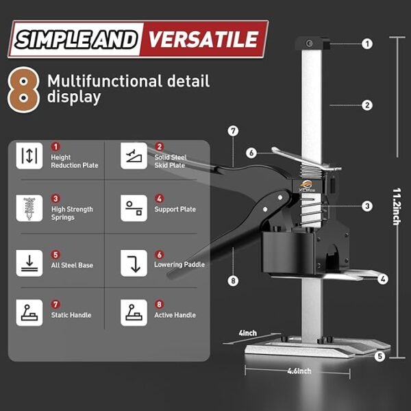 Labor-Saving Handle 2 Pack, 12 in Construction Jack, Wall Tile Locator, Multi-Function Height Adjustment Lifting Device, Door Panel Lifting Cabinet Jack, Raised by 6.69 in,Dynamic Load 450 LB - Image 5