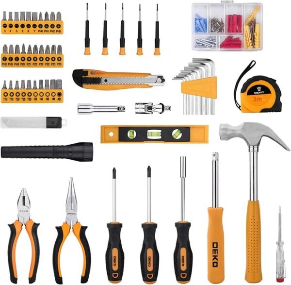 DEKOPRO 208 Piece Tool Set,General Household Hand Tool Kit, Auto Repair Tool Box with Plastic Toolbox Storage Case - Image 3