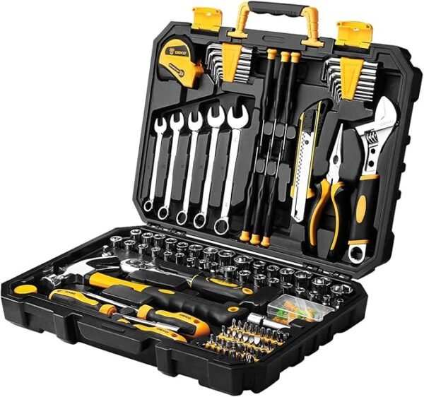 DEKOPRO 158 Piece Tool Set-General Household Hand Tool Kit,Auto Repair Tool Set, with Plastic Toolbox Storage Case