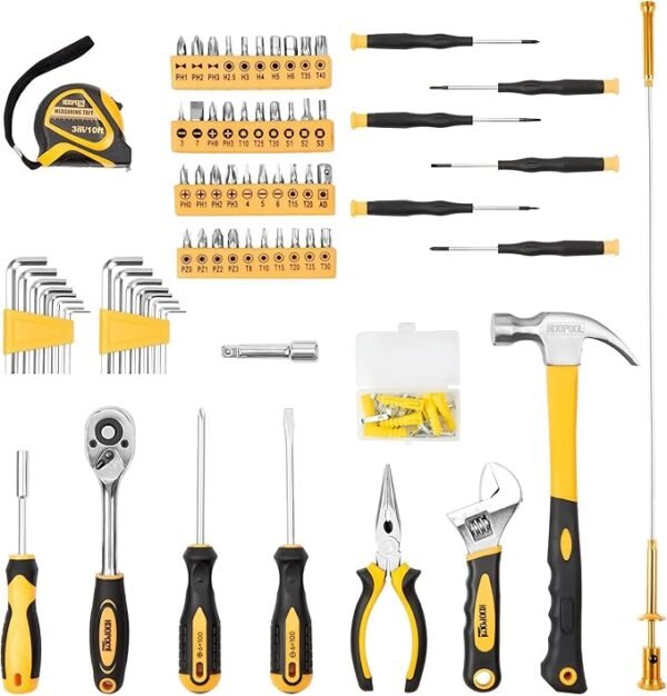 159 Piece Hand Tools Set, Tool Box for Car, General Household Hand Kit, Basic Tool Kit for Home Auto Repair, Plastic Toolbox Storage Case - Image 4