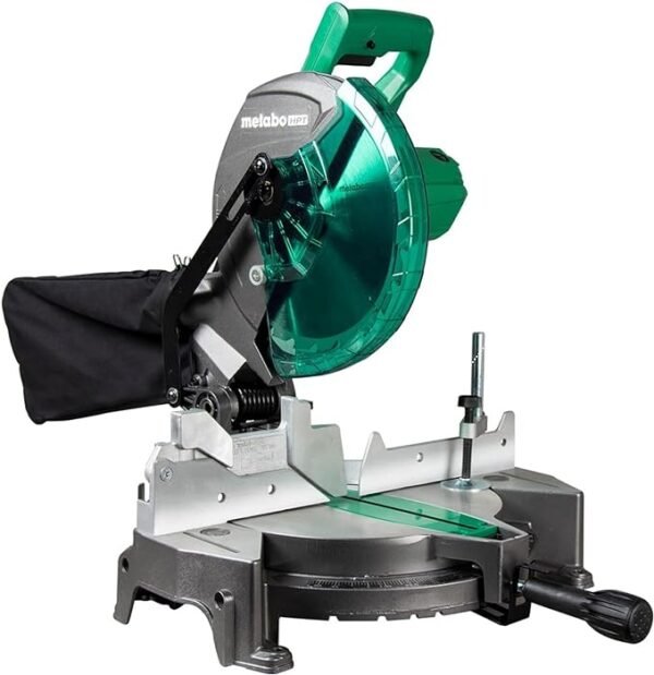 Metabo HPT 10-Inch Compound Miter Saw, 15-Amp Power Saw with Large 10-Inch Table, Precision Miter Angles, Single Bevel 0-45°, 24T TCT Miter Blade, Positive Stops, Lightweight Design, C10FCGS