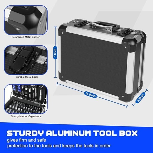 Prostormer Mechanic Tool Set, 240-Pieces Universal Household Auto Repair Tool Kit with Heavy Duty Aluminium Tool Box - Image 6