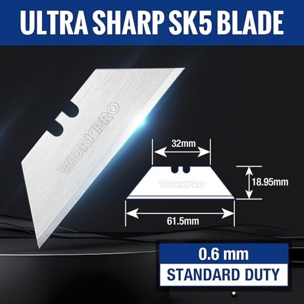 WORKPRO Utility Knife Blades, SK5 Steel, 100-Pack with Dispenser - Image 2