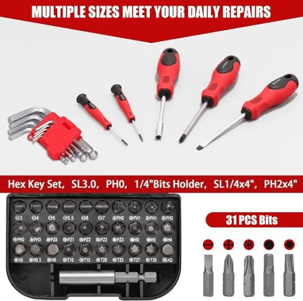 427 Piece Home Tool Kit, Mechanics Tool Set with Drawer Toolbox Storage Case Home Repair Tool Kit - Image 4