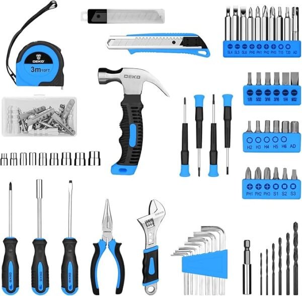 DEKOPRO Drill Set: Tool Set with 8V Blue Cordless Drill, Home Tool Kit with Drill, Hand Tool Kits for Women 126 Piece - Image 3