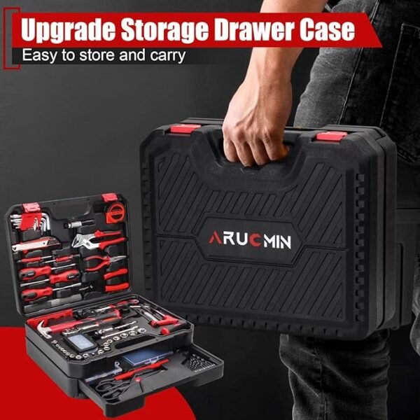 427 Piece Home Tool Kit, Mechanics Tool Set with Drawer Toolbox Storage Case Home Repair Tool Kit - Image 6