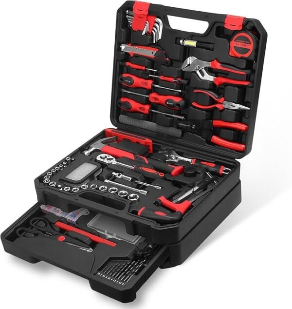 427 Piece Home Tool Kit, Mechanics Tool Set with Drawer Toolbox Storage Case Home Repair Tool Kit