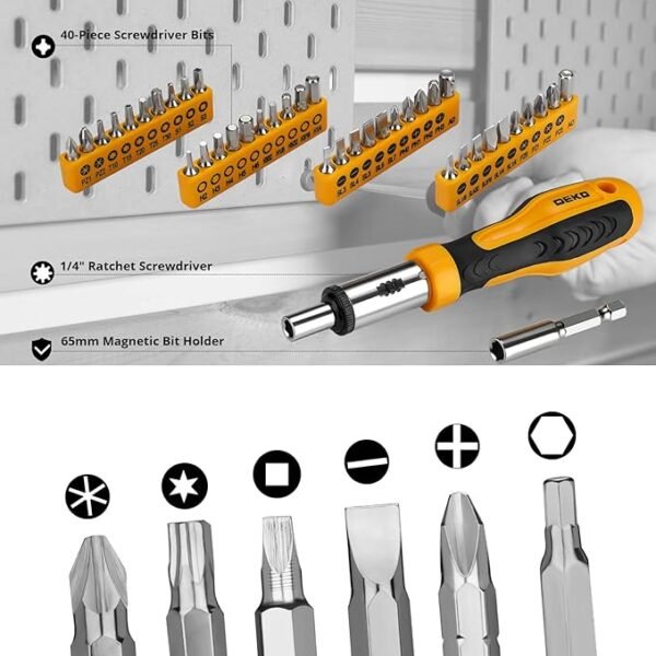 DEKOPRO 228 Piece Socket Wrench Auto Repair Tool Combination Package Mixed Tool Set Hand Tool Kit with Plastic Toolbox Storage Case - Image 4