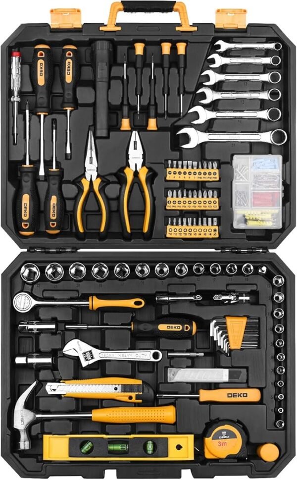 DEKOPRO 208 Piece Tool Set,General Household Hand Tool Kit, Auto Repair Tool Box with Plastic Toolbox Storage Case - Image 4