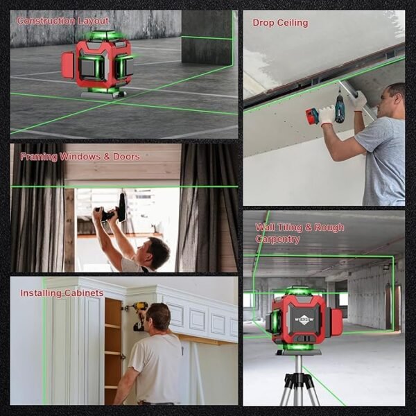 Laser Level 360 Self Leveling with Tripod,WEIDDW 4D Lazer Level,4x360° Cross Line Laser for Construction Project Renovation,Floor Tile, Laser Level Lines Tool with 4800mAh Batteries - Image 6