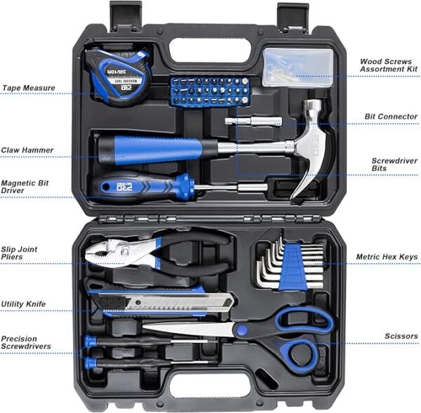 Prostormer 93-Piece Tool Kit, Basic Household Repair Tool Set with Toolbox Storage Case, Small Starter Tool Box Kit for Homeowners and College Students - Image 2