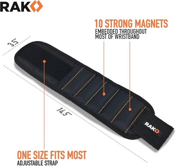 RAK Magnetic Wristband for Holding Screws, Nails and Drill Bits for Men - Made from Premium Ballistic Nylon with Lightweight Powerful Magnets for Dad, Husband, Grandpa, Handyman - Image 4