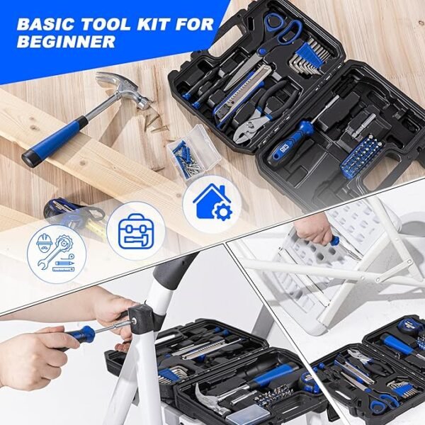 Prostormer 93-Piece Tool Kit, Basic Household Repair Tool Set with Toolbox Storage Case, Small Starter Tool Box Kit for Homeowners and College Students - Image 4