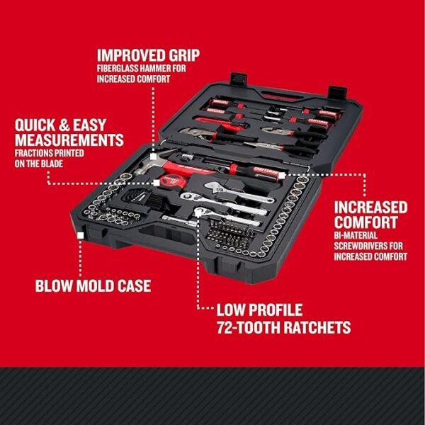 CRAFTSMAN 102-Piece Tool Kit for Home and Car, Durable Hand Tool Set with SAE/Metric Sockets (CMMT99449) - Image 2