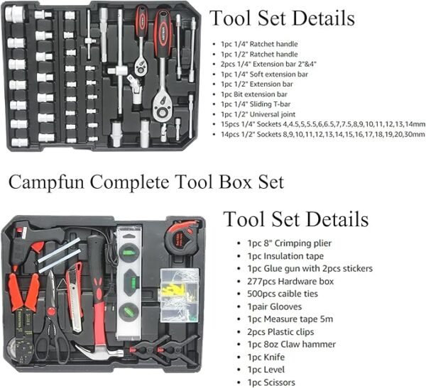 899PCS Tool Set, Household Tool Kit with Rolling Tool Box, Complete Tool Box Set Hand Tool Set with Tool Box, Mechanic Tool Set Rolling Tool Set for Home/Auto Repair Tool Set, Black - Image 6