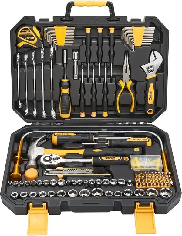 159 Piece Hand Tools Set, Tool Box for Car, General Household Hand Kit, Basic Tool Kit for Home Auto Repair, Plastic Toolbox Storage Case