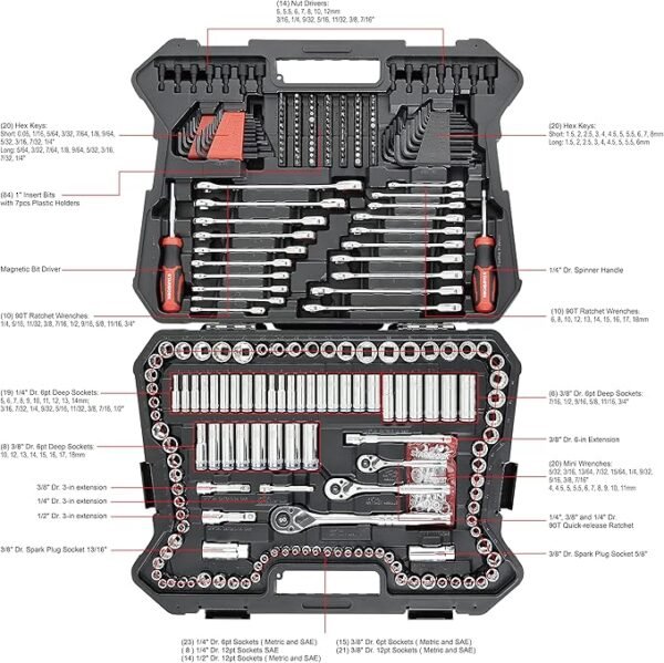 TRUE MECHANIC™ 303-Piece Mechanics Tool Set and Socket Set, Professional, SAE/Metric - Image 5