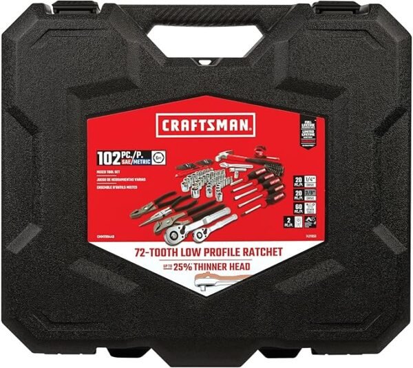 CRAFTSMAN 102-Piece Tool Kit for Home and Car, Durable Hand Tool Set with SAE/Metric Sockets (CMMT99449) - Image 6