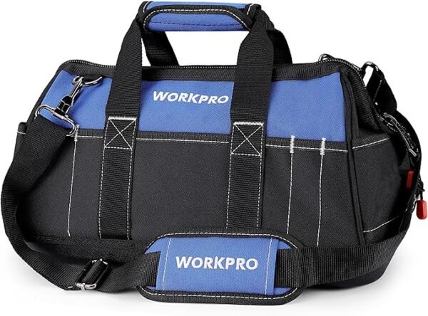 WORKPRO 16-inch Wide Mouth Tool Bag with Water Proof Molded Base