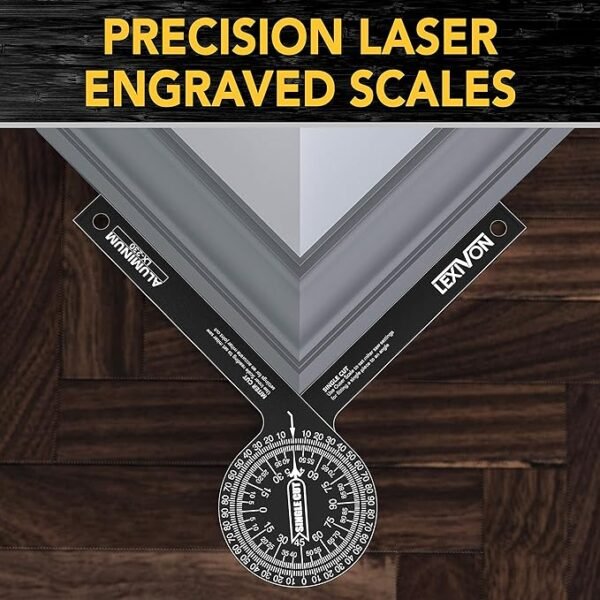 LEXIVON Aluminum Miter Saw Protractor | 7-Inch Rust Proof Angle Finder Featuring Precision Laser Engraved Scales (LX-230) - Image 3