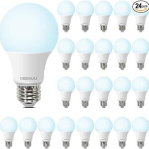 LED Light Bulbs Daylight 5000K, 60 Watt Equivalent LED Bulbs, A19 Standard Bulbs, 800 LM, 15000 Hours, E26 Base, Non-Dimmable, 8.5W LED Bulbs for Bedroom Living Room 24 Pack