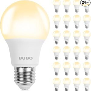 BUBO A19 LED Light Bulbs, 40 Watt Equivalent LED Bulbs, Soft White 2700K, 550 Lumens, E26 Standard Base, Non-Dimmable, 5W Soft White LED Bulbs for Bedroom Living Room Home Office, 24 Pack