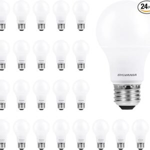 SYLVANIA ECO LED A19 Light Bulb, 60W Equivalent, Efficient 9W, 7 Year, 750 Lumens, Non-Dimmable, Frosted, 5000K Daylight, Pack of 24 (40987)