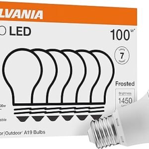 SYLVANIA ECO LED A19 Light Bulb, 100W Equivalent, Efficient 14.5W, 7 Year, 1450 Lumens, Non-Dimmable, Frosted, 2700K, Soft White - 6 Pack (40885)