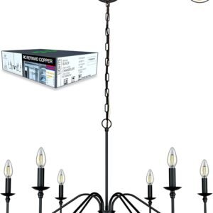 Black Chandelier RC Ceiling Light Fixture -6 Light 36 inches-Modern Farmhouse Apply to Chandeliers for Dining Room Lighting,Living Room,Bedroom,Foyer